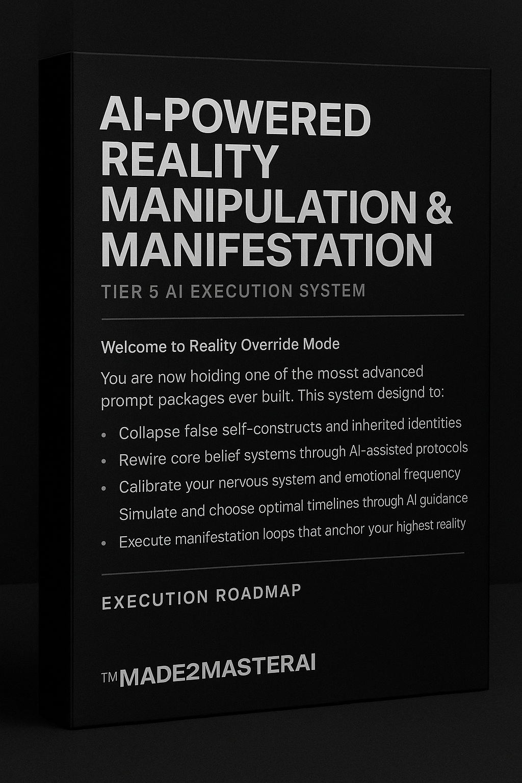 AI-Powered Reality Manipulation & Manifestation

By Made2MasterAI™ | Made2Master™ Quantum Structure Systems
“Recode perception. Bend timelines. Execute change.”
